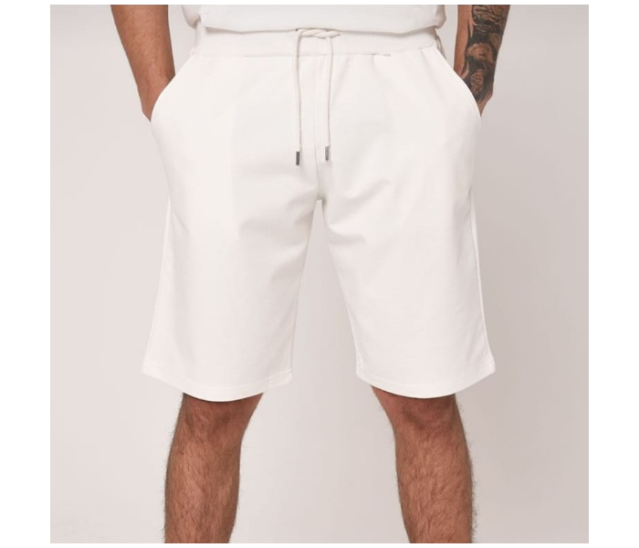 Plain Cotton Medium Shorts For Men - White - Zoom Image 1