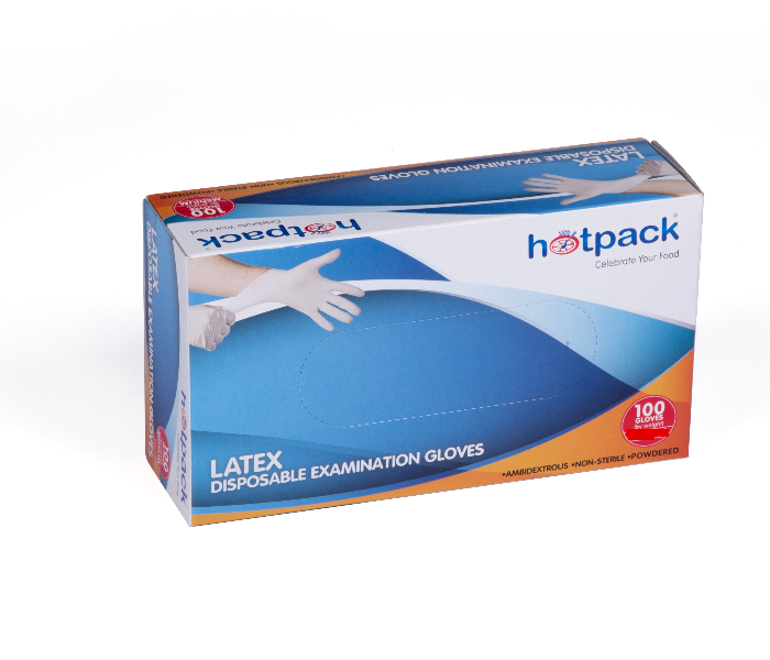 Hotpack LGM Set of 100 Pieces Medium Latex Gloves - White - Zoom Image 1