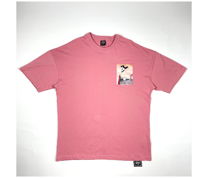 Oversize Small T-Shirt With Skateboard Picture For Men - Pink - Zoom Image 3