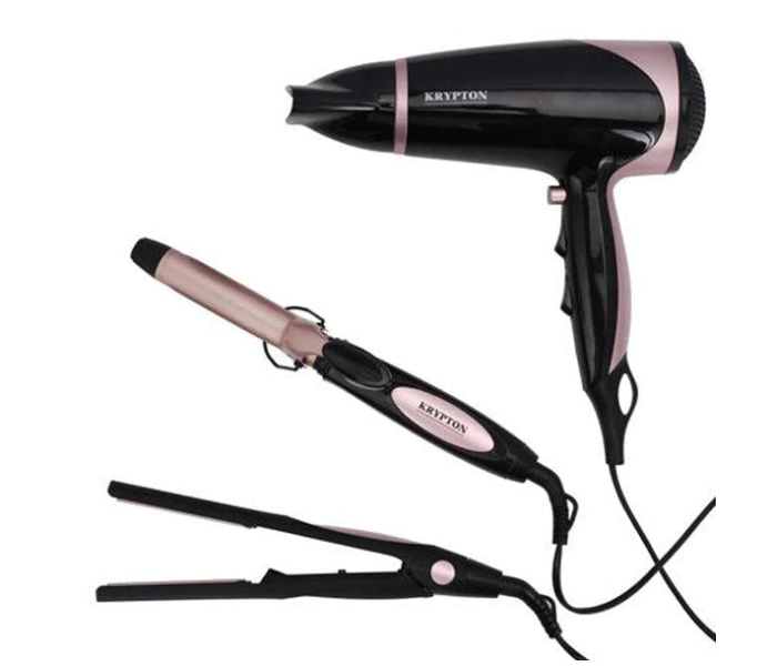 Krypton KNHF6397 3 in 1 Hair Dryer Hair Straightener and Hair Curler - Black - Zoom Image 1