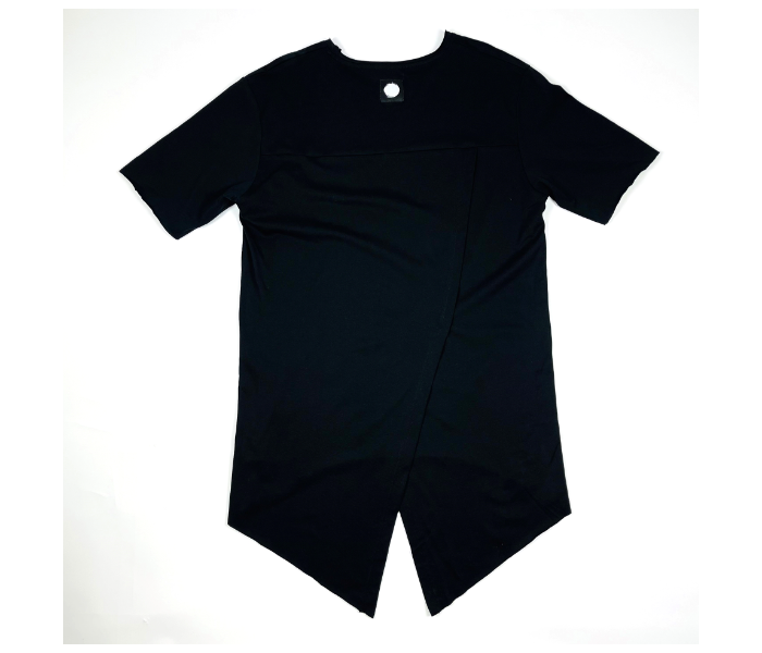 Short Sleeves Hip Hop Long Large T-Shirt With Ribbon For Men - Black - Zoom Image 5