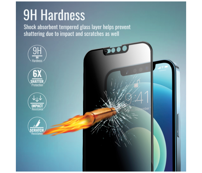 Promate Matte Premium 9H Hardness Anti-Spy Tempered Glass Scratch-Resistant Privacy Screen Protector for iPhone 13 Pro Max - Zoom Image 3