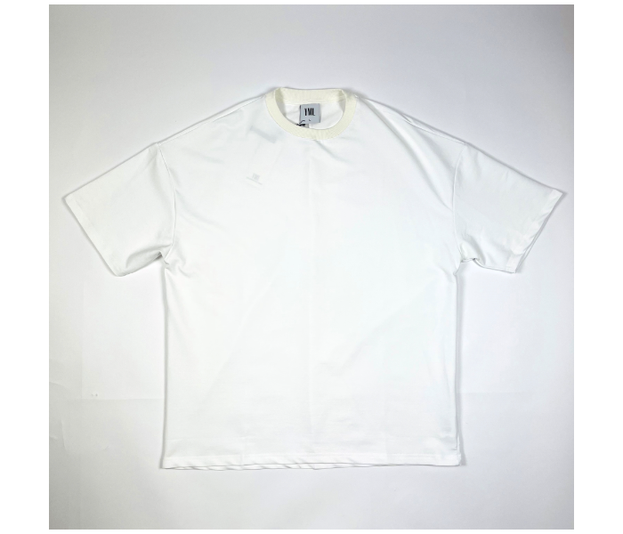 Oversize Tight Round Neck Small T-Shirt for Men - White - Zoom Image 3