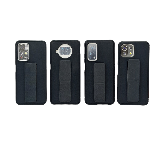 Magnetic Folding Strap Kickstand PU Leather Cover for Xiaomi Redmi 10T Pro - Black - Zoom Image 2