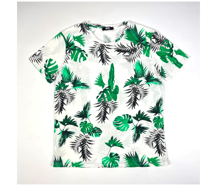 Regular Short Sleeves Medium T-Shirt With Leaf Design For Men - White - Zoom Image 3