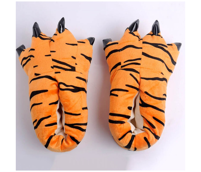 Adult Medium Size 35-40 Sized Cartoon Tiger Claw Bag With Cotton Slippers - Orange - Zoom Image 2