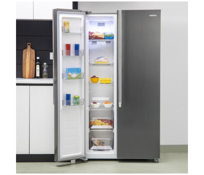 Geepas GRFS5520SXHN 550 Litre Side by Side Doors No Frost Refrigerator - Grey - Zoom Image 4