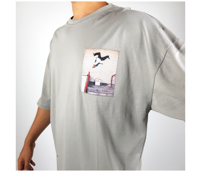 Oversize XL T-Shirt With Skateboard Picture For Men - Grey - Zoom Image 1