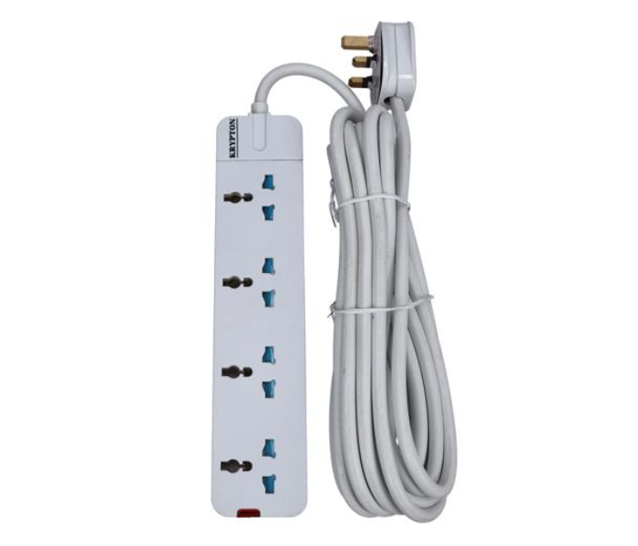 Krypton KNES5081 5Meter Cord 4 Way Universal Type Extension Socket - White - Zoom Image 1