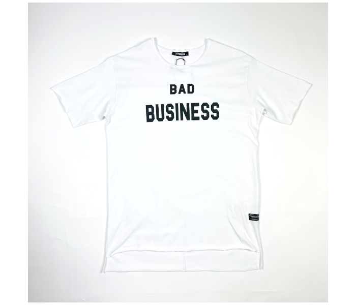 Short Sleeves Bad Business Printed Long Medium T-Shirt For Men - White - Zoom Image 3