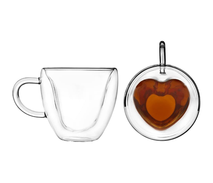 Thickened Transparent 180ml Heart-Shaped Cup Insulated Double-Layer Glass With Handle - Zoom Image 2