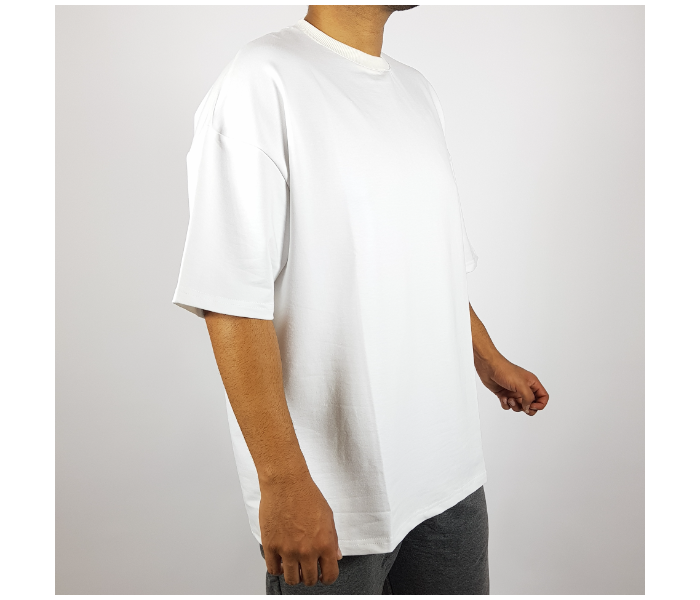 Oversize Tight Round Neck Small T-Shirt for Men - White - Zoom Image 1