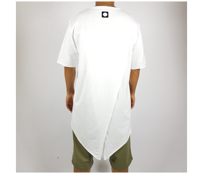 Short Sleeves Hip Hop Long XL T-Shirt With Ribbon For Men - White - Zoom Image 2