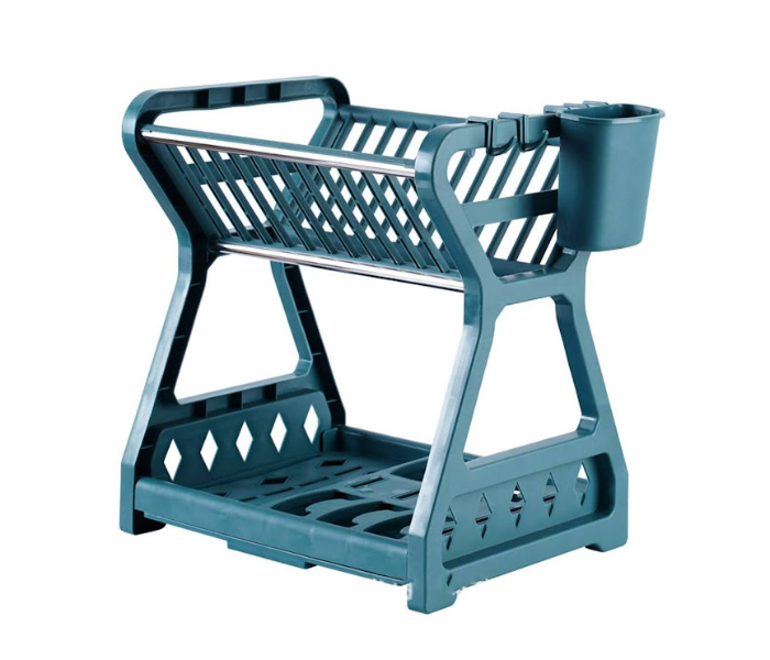 GTC 22000948 Double Layer Organizer Storage Plastic Kitchen Dish Rack Drainer - Blue - Zoom Image 2