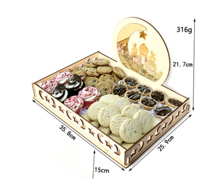 Mosque Design Wooden JM01329 Ramadan Dessert Tray - Zoom Image 3