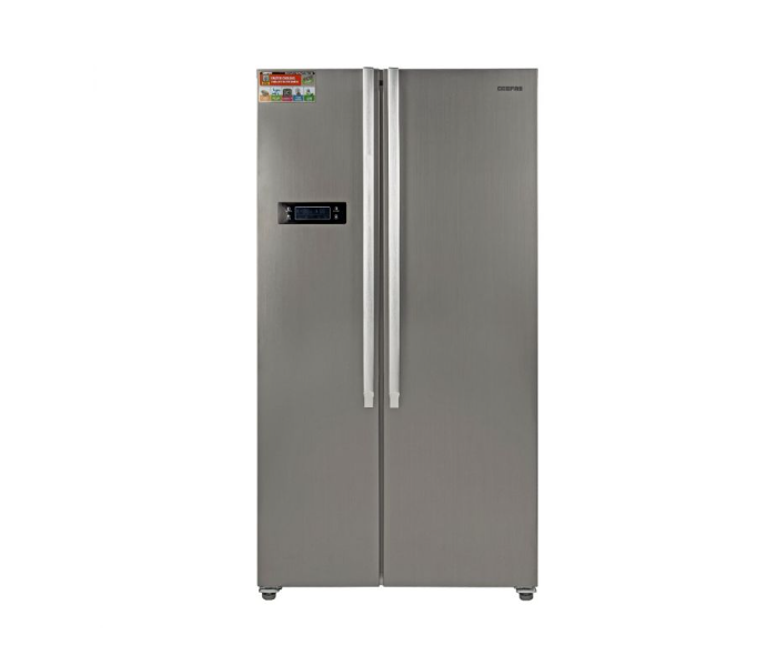 Geepas GRFS6521SXHN 650 Litre No-Frost Side-By-Side Refrigerator - Grey - Zoom Image 1