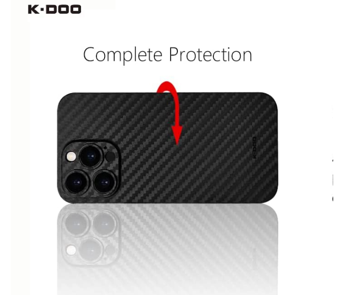 K-DOO Air Carbon Fiber Paper Back Skin Case for iPhone 13 Pro Max - Black - Zoom Image 5