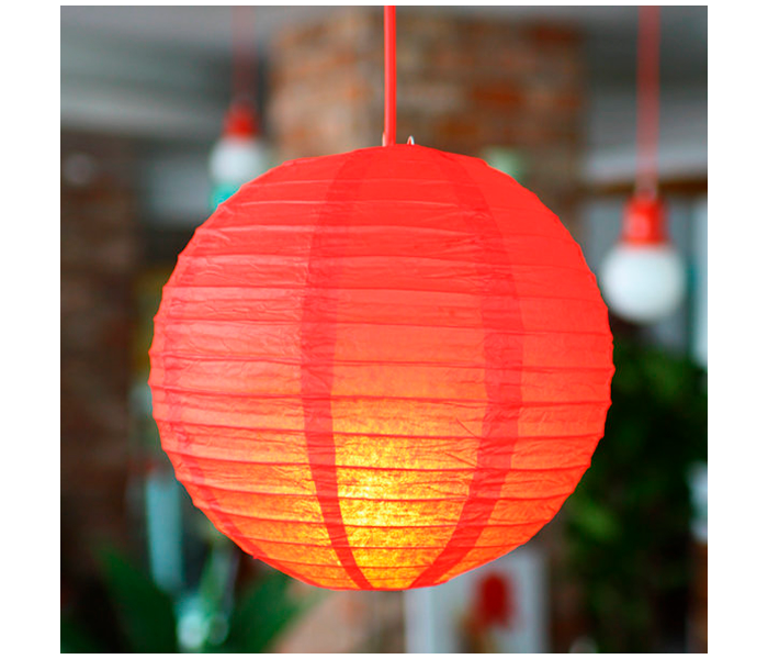 Color Folding 12 Inches Paper Lantern - Red - Zoom Image 1