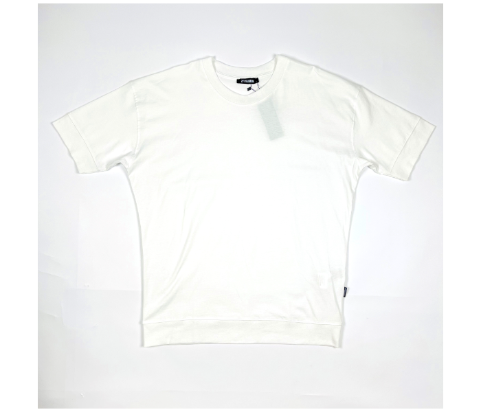 Short Sleeves Long Plain Medium T-Shirt For Men - White - Zoom Image 3