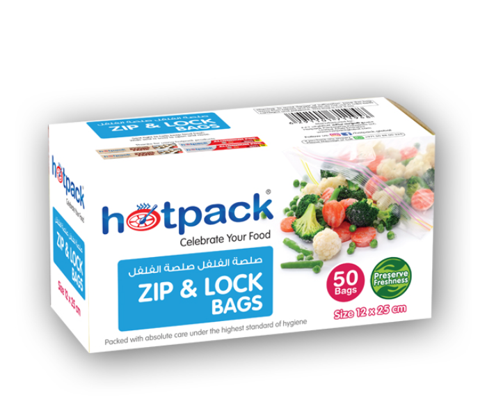 Hotpack ZLB1225 Set of 50Pieces 12x25cm Zipper Lock Bag - Zoom Image 1