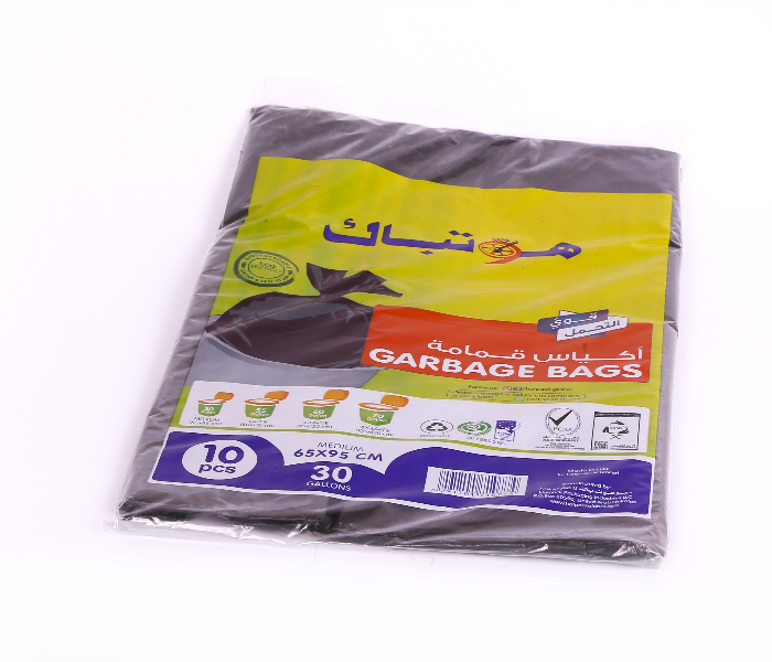 Hotpack GH6595 Set of 10Pieces 65x95cm 30Gallon Heavy Duty Garbage Bag - Black - Zoom Image 1