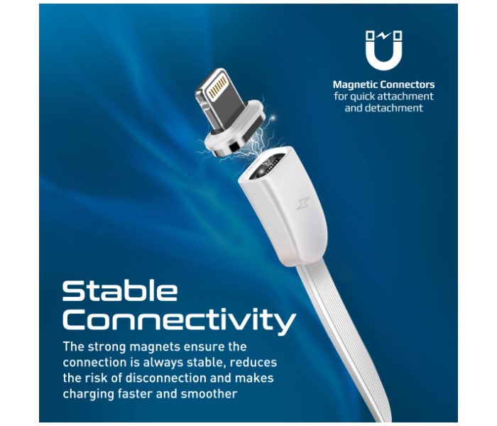 Promate 3-in-1 Retractable 60Watts USB-C Magnetic Charging Cable - White - Zoom Image 4