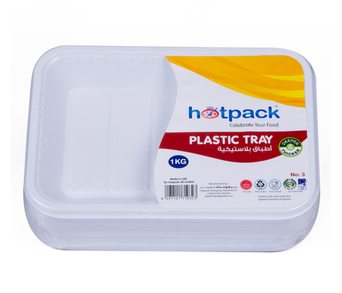 Hotpack PAV3HP No 3 1Kg Plastic Rectangular Tray - White - Zoom Image 1