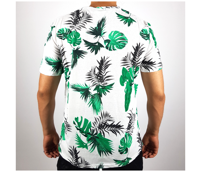 Regular Short Sleeves XL T-Shirt With Leaf Design For Men - White - Zoom Image 2