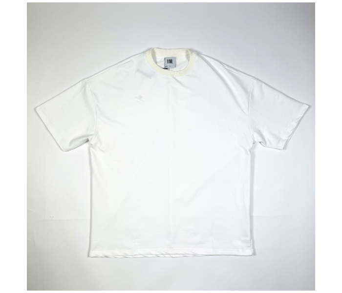 Oversize Tight Round Neck Large T-Shirt for Men - White - Zoom Image 3