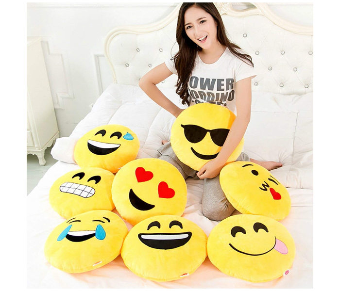 Qq 50 cm Expression Nose Pick Design Smiley Pillow - Yellow - Zoom Image 4