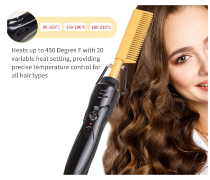 2 Pcs Hot Comb Hair Straightener - Electric Hot Comb Electric Straightening Comb Hair Comb, 450ºF High Heat Ceramic Press Comb Multifunctional Copper Hair Straightener Brush, Straightening Comb - Zoom Image 2