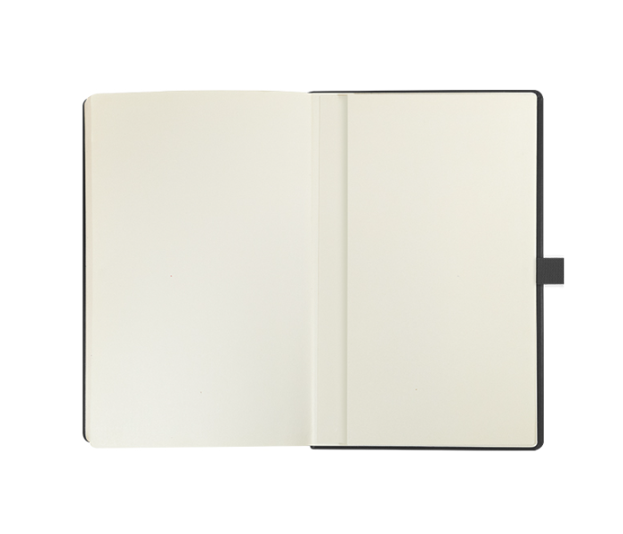 633 A A5  Faux Leather Notebook With Wide Elastic Strap - Black - Zoom Image 3