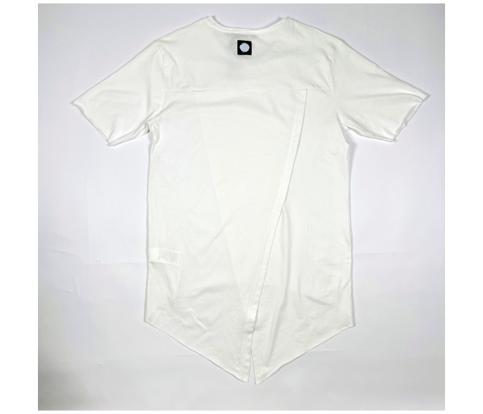 Short Sleeves Hip Hop Long XL T-Shirt With Ribbon For Men - White - Zoom Image 4