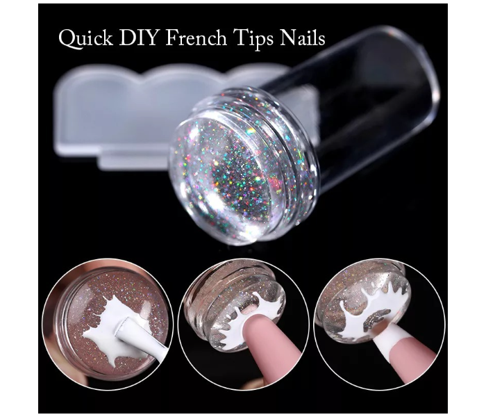 Nail Stamper with Scraper Transparent Jelly Silicone Stamp for French Nails Art for Women - Zoom Image 2