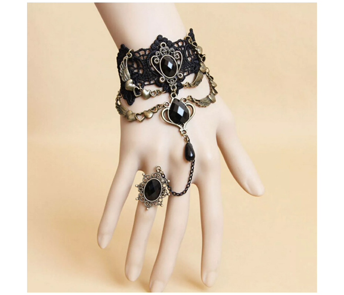 Angel Wings Lace Bracelet for Girls - Black - Zoom Image 1