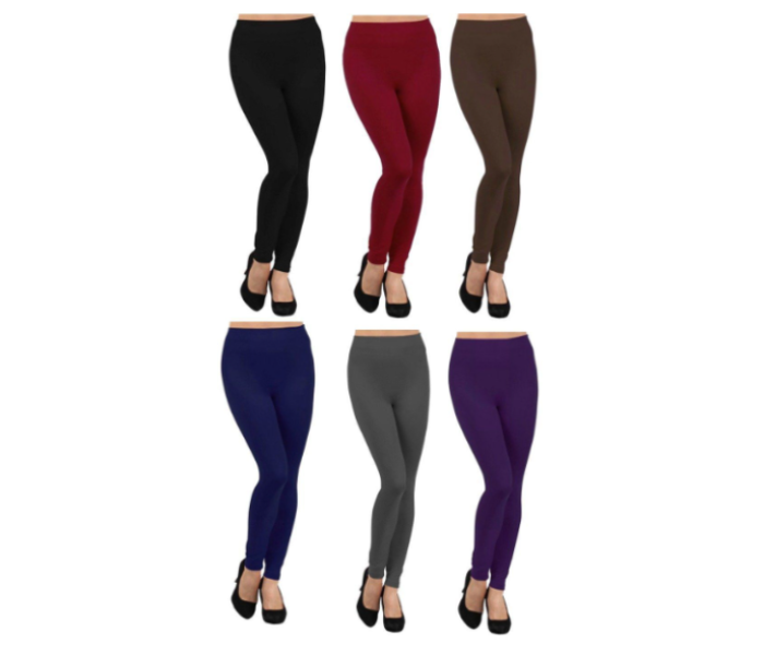 3232 Set of 4 Women High Waist Full Length Thick Warm Cotton Knitted Long Leggings  - Zoom Image