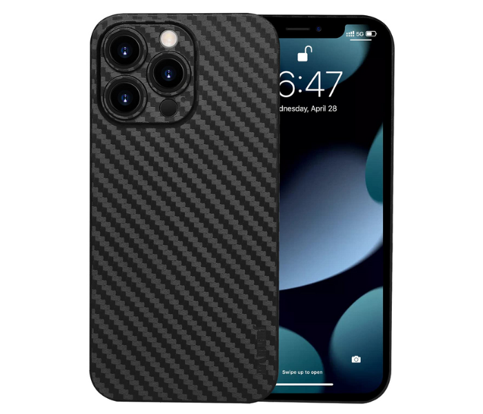 K-DOO Air Carbon Fiber Paper Back Skin Case for iPhone 12 Pro Max - Black - Zoom Image 1