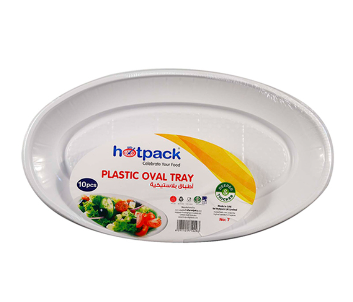 Hotpack POTP20 Set of 10 Pieces Plastic Oval Tray - White - Zoom Image 2