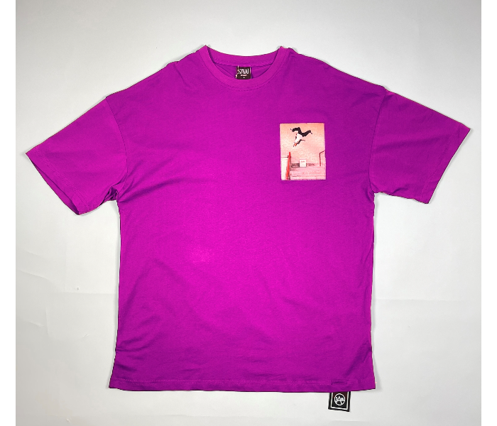 Oversize Large T-Shirt With Skateboard Picture For Men - Violet - Zoom Image 2