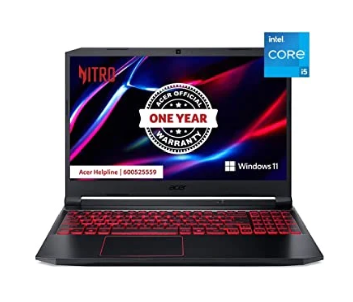 ACER NITRO AN515-NH-QELEM-007 BLK 15.6 Inch FHD Intel Core i5 11400H Processor 8GB RAM 512GB 4GB Nvidia Rtx 3050 Graphics Windows 11 Home English-Arabic Keyboard - Black - Zoom Image 1