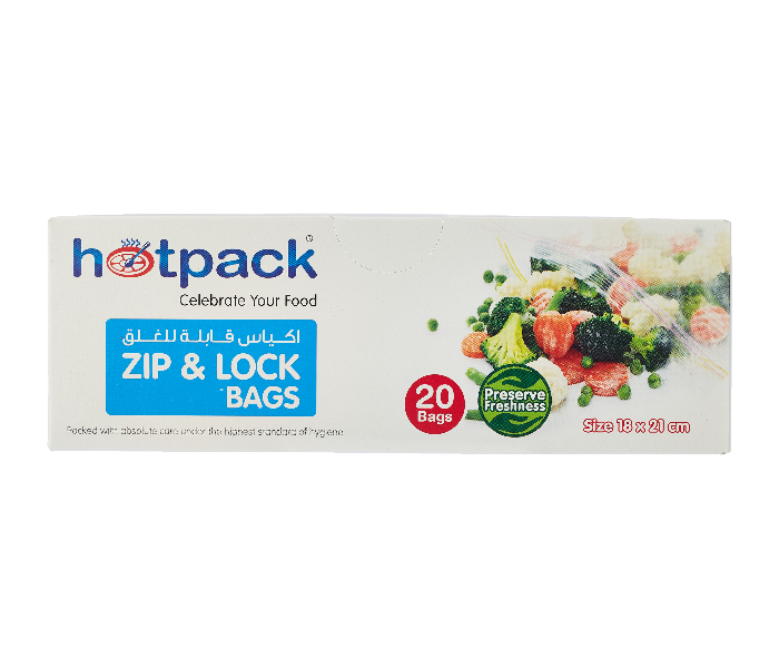 Hotpack ZLB1821 Set of 20Pieces 18x21cm Zipper Lock Bag - Zoom Image 2