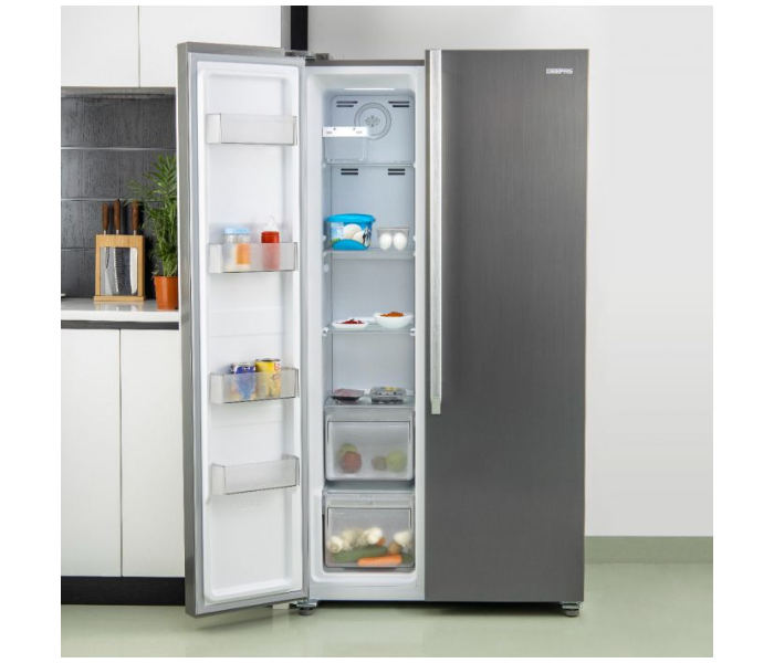 Geepas GRFS6521SXHN 650 Litre No-Frost Side-By-Side Refrigerator - Grey - Zoom Image 3