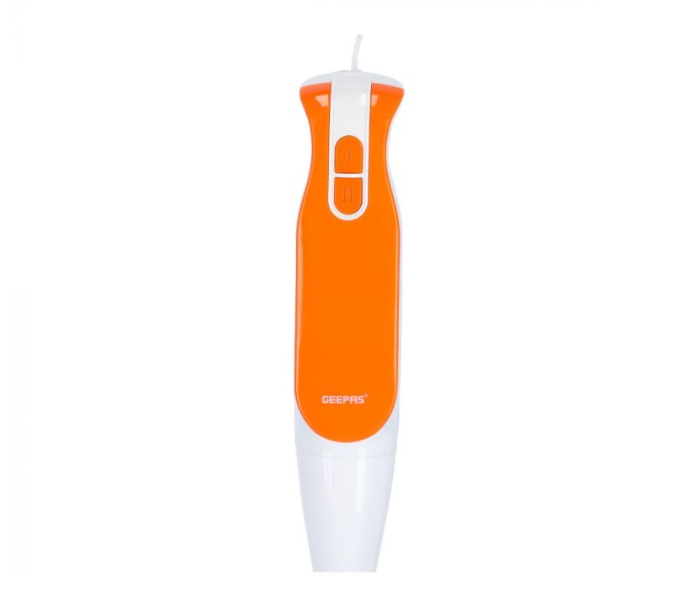 Geepas GHB43039UK 200Watts 2 Speed Stainless Steel Blades and Detachable Stick Hand Blender - White and Orange - Zoom Image 2