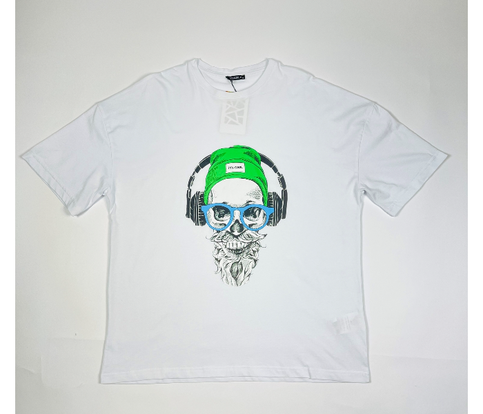 Regular Skull Design Round Neck Large T-Shirt for Men - White - Zoom Image 2