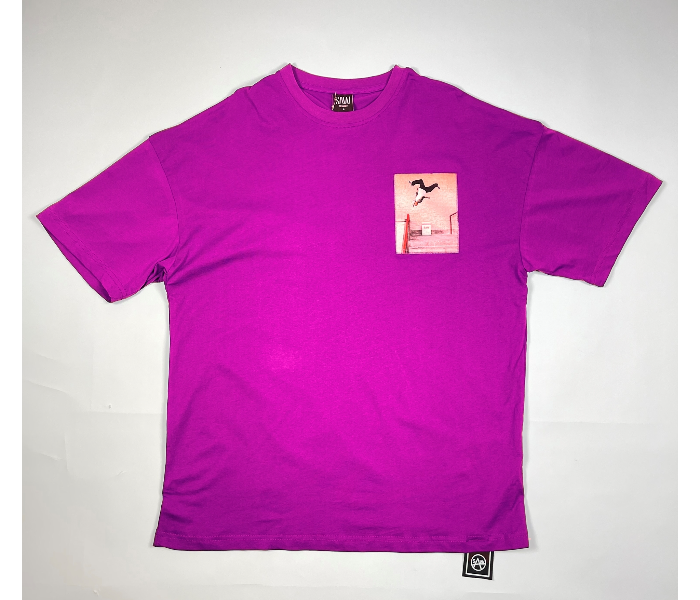 Oversize Medium T-Shirt With Skateboard Picture For Men - Violet - Zoom Image 2