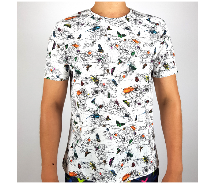 Regular Short Sleeves XL T-Shirt With Insects Design For Men - White - Zoom Image 2