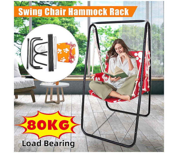 GTC 22000957 Heavy-Duty Hanging Hammock Chair with Stand For Indoor - Black - Zoom Image 1