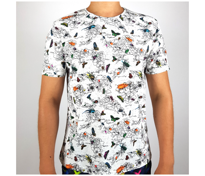 Regular Short Sleeves Small T-Shirt With Insects Design For Men - White - Zoom Image 2