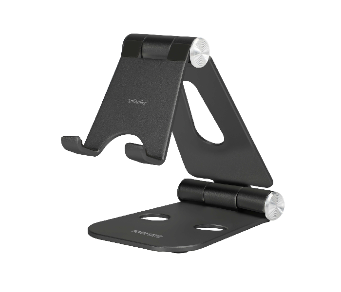 Promate Multi-Angle View Anti-Slip Silicone Pad Foldable Aluminum Tablet Stand - Black - Zoom Image 1