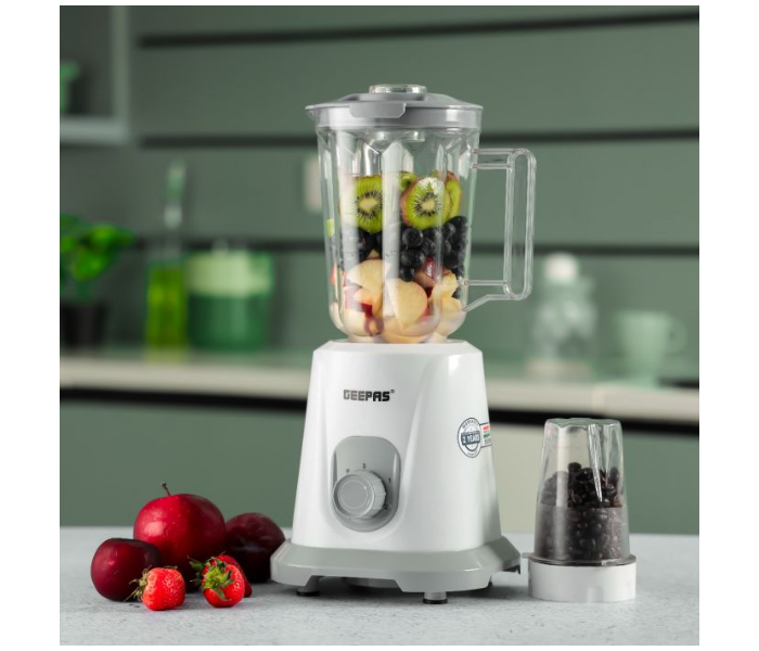 Geepas GSB44083 1.5 Litre 550Watts 2-In-1 Multifunctional Mixer Grinder - White - Zoom Image 1